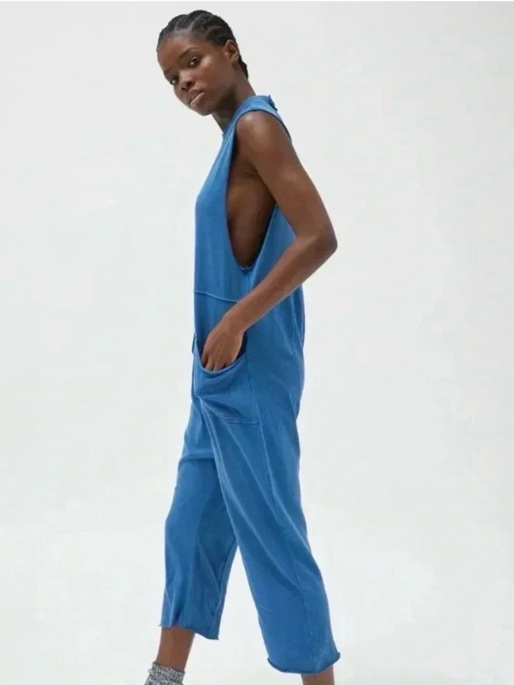 Urban Outfitters Out From Under Austin Blue Sleeveless Cotton Jumpsuit - Picture 2 of 8